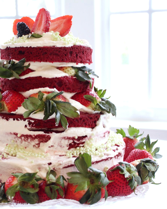 red velvet strawberry cake