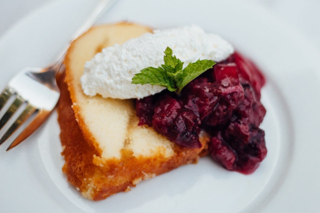 Pound Cake with Rhubarb and Berry Compote
