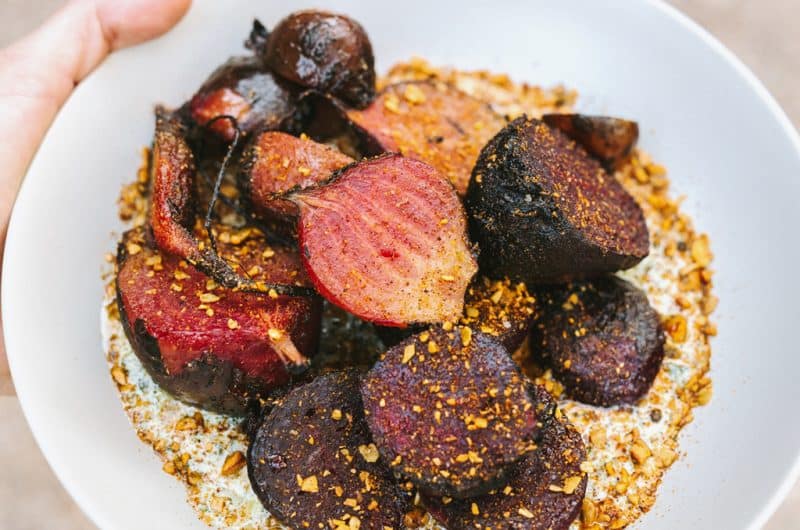 Roasted Beets with Herbed Yogurt and Texas Dukkah