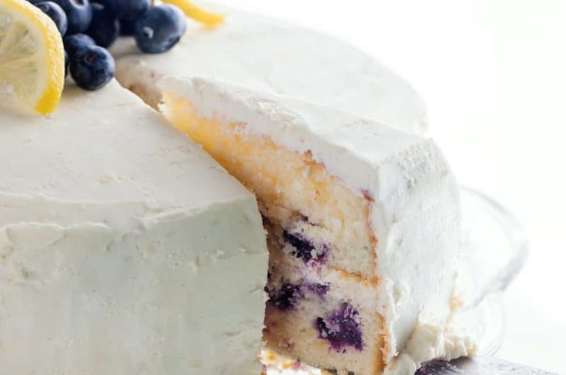 Lemon-Blueberry Cake with White Chocolate Frosting