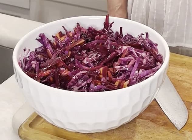 Root Cellar Slaw with Macerated Shallot Vinaigrette