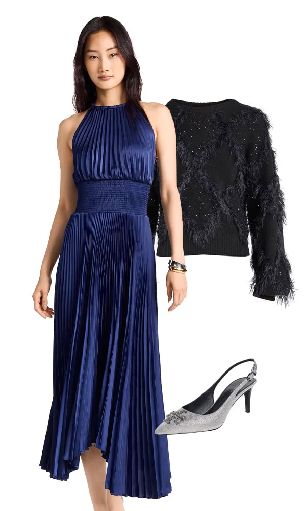 festive looks with pleated dress