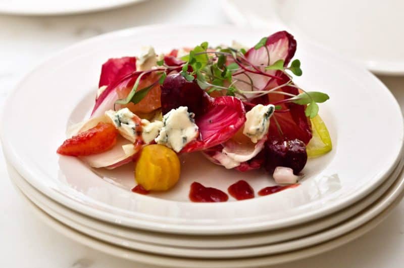 Endive Salad with Roasted Beets, Blue Cheese and Honey-Sherry Vinaigrette