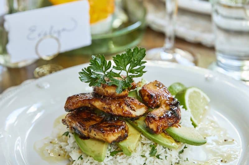 Honey Lime Chicken and Avocado Rice Stack